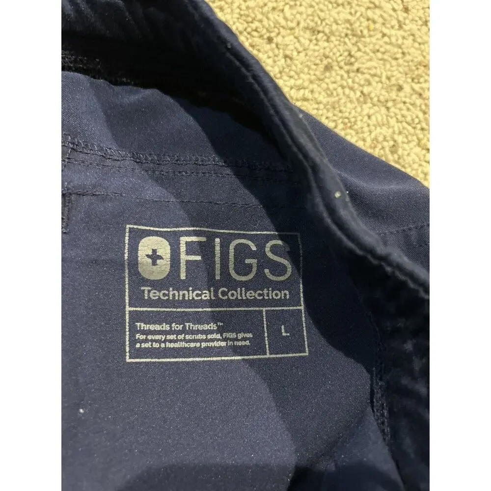 FIGS Technical Collection sz L Men's Scrub Pants Axim Cargo Navy Blue T2001 A24